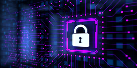 Cyber security data privacy concept on virtual screen.