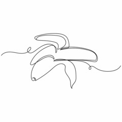 Fototapeta premium Vector continuous one single line drawing icon of peeled banana in silhouette on a white background. Linear stylized.
