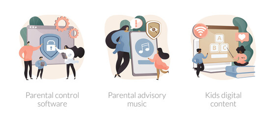 Media content limitation technology abstract concept vector illustrations.