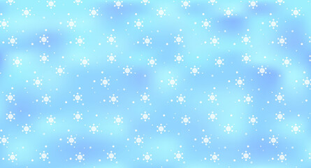 Winter snowfall and snowflakes on blue background.Seamless pattern for christmas and new year greeting cards, and invitations, and winter holiday season. Vector illustration