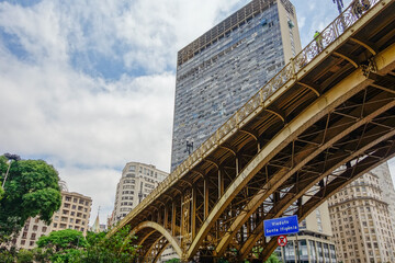 Naklejka premium old Santa Ifigenia viaduct on Sao Paulo city downtown