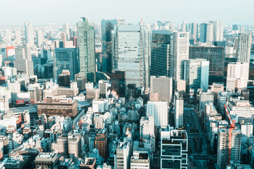 city skyline in tokyo, from Andaz Tokyo, in Toranomon, Japan
