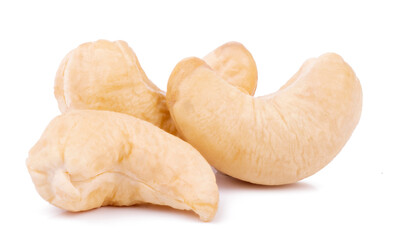 Cashew nuts isolated on white background close up