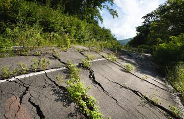 Destroyed road consequences of a natural cataclysm