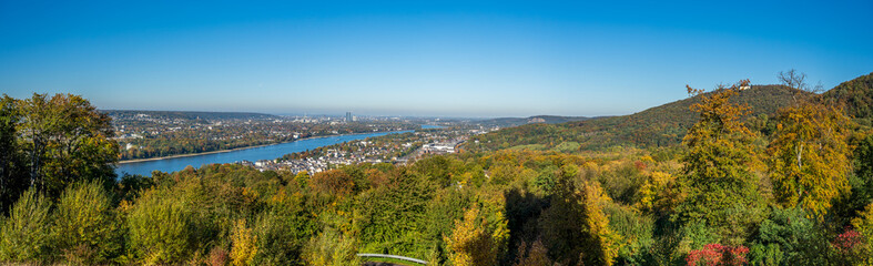 panoramic view of the river rhine near the city of Königswinter