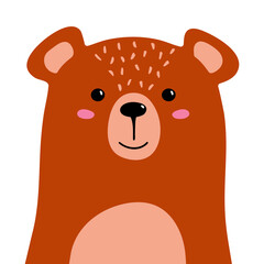 Cute bear. Vector illustration, isolated on a white background. Scandinavian style flat design. Concept for children print.