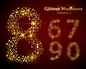 Glittter numbers made of golden particles and sparking shiny lights - Part 2 