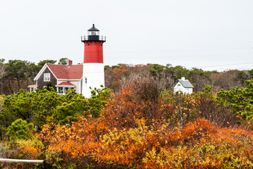 Lighthouse in Cape Cod in fall