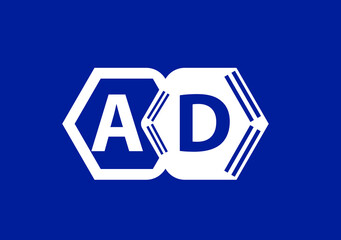 AD letter logo and icon design template