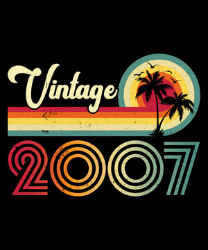 Vintage 2007 Birthday T-shirt Design