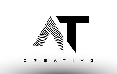AT Fingerprint zebra Letter Logo Design. AT Logo with fingerprint Creative Icon Vector