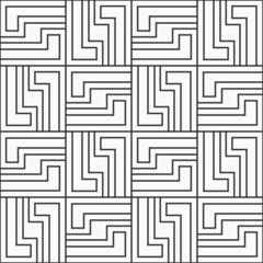 Vector seamless pattern. Modern stylish texture. Repeating geometric tiles with simple geometric shapes. Lines. Geometric outline lattice pattern. Black and white background.