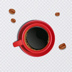 Realistic coffee cup on transparent background, vector illustration