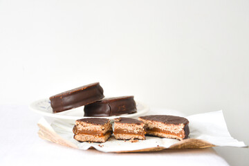 argentinian alfajores on white background