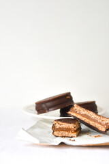 argentinian alfajores on white background