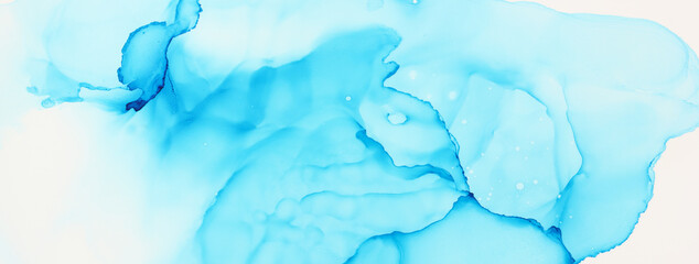 art photography of abstract fluid painting with alcohol ink, blue color