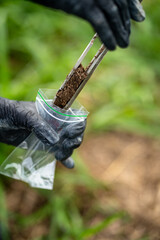 Soil and water sample for environmental analysis 