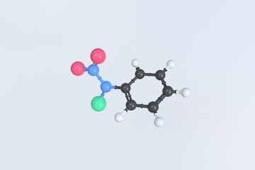 Chloronitroaniline molecule, scientific molecular model, looping 3d animation