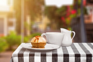 Tasty sweet beautiful dessert in the plate