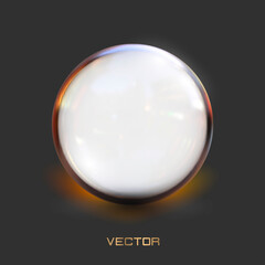 Glass white ball.Isolated sphere for advertising and lettering.Vector ,illustration.