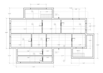 House plan project .Technical drawing background.Engineering design .Vector illustration .