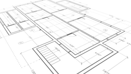 House plan project .Engineering design .Technical drawing background.3D illustration.