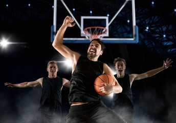 Basketball player celebrating win