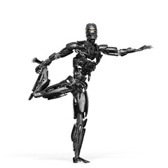 cyborg in stretching before the gym