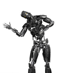 cyborg is doing a robot dance