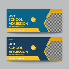 Obraz premium School education admission social media post or back to school web banner template design,Back to School Social Media Cover Template 
