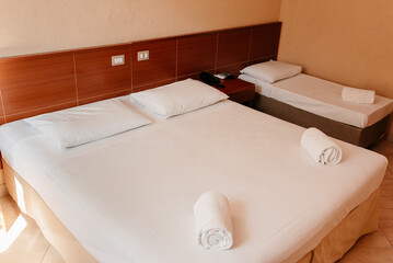 Hotel - hotel room with beds and decor