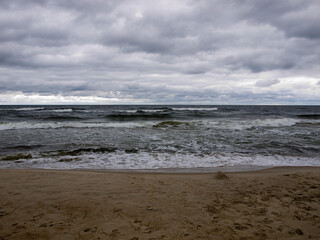 Gloomy sky over the Baltic Sea in Lithuania.