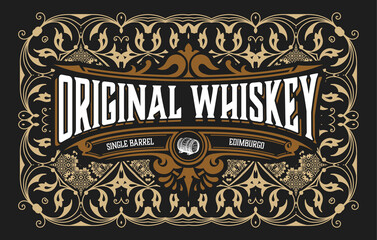 Whiskey label with old frames