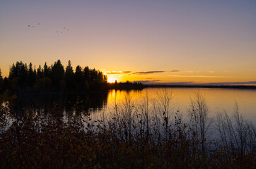 Fototapeta na wymiar A Beautiful Evening at Astotin Lake