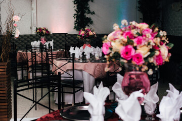 wedding decoration - white, pink and yellow flowers