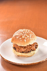 Mexican  Hamburger Pulled Pork With Wood Bottom Vertical