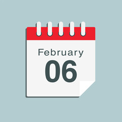Fototapeta na wymiar Icon day date 6 February, template calendar page