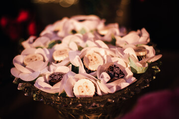 Wedding sweets - chocolate bonbon with custom design