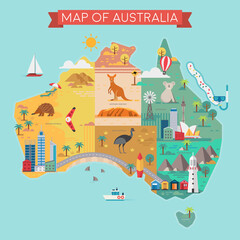 Map of Australia. Map with country names. - 466548559