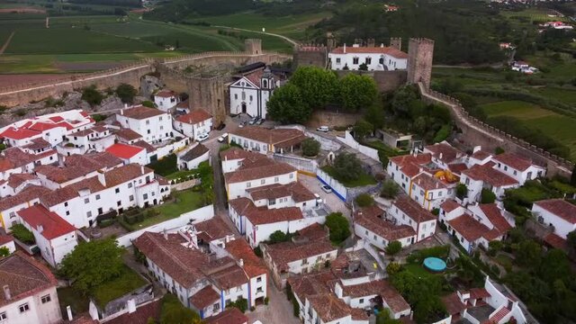 Obidos-Portugal Vista a&eacute;rea do Castelo medieval
