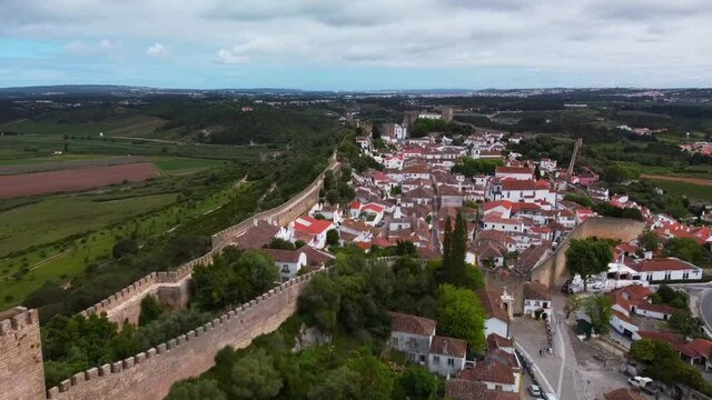 Obidos-Portugal Vista a&eacute;rea geral desde a Torre do Facho