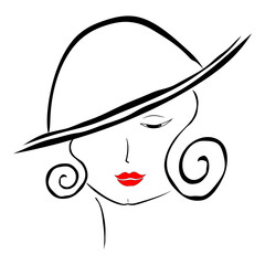 Beautiful female face hand-drawn vector illustration. Stylish original graphic portrait with a beautiful young attractive girl model. Fashion, style, beauty. Graphic, sketch drawing.