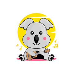 Cute cartoon koala playing guitar design vector