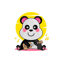 Cute cartoon panda playing guitar design vector