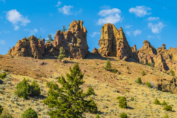 landscape along the Shoshone River in Wyoming, USA
