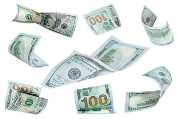Flying money on white background. dollars, banknotes. black friday, sale