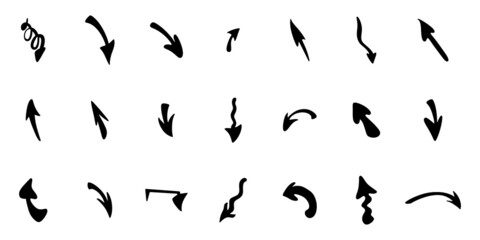 Hand drawn arrow set. illustration isolated on white background