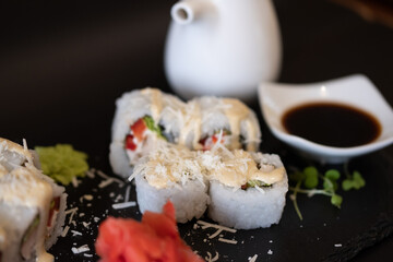 Delicious japanese seafood sushi dish