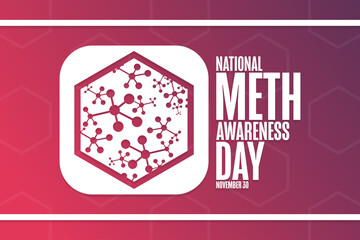 National Meth Awareness Day. November 30. Holiday concept. Template for background, banner, card, poster with text inscription. Vector EPS10 illustration.