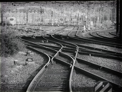 railroad tracks near central station in hagen, Germany